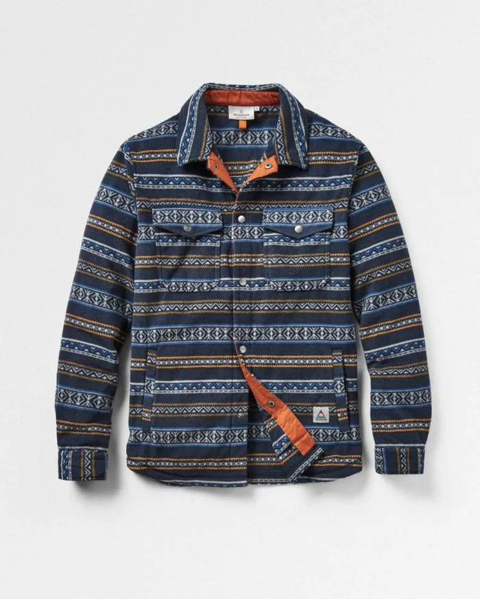 Passenger Clothing Maple Recycled Polar Fleece Shirt Midnight Fairisle Stripe Men Shirts