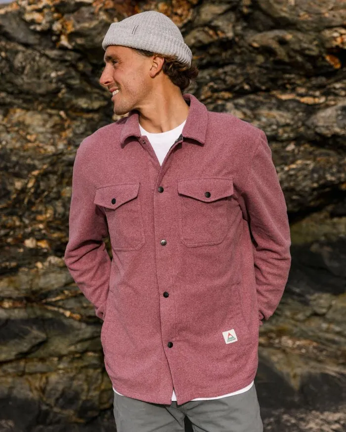 Passenger Clothing Maple Recycled Polar Fleece Shirt Wine Marl Men Shirts