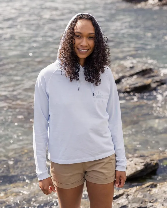 Passenger Clothing Mindful Recycled Cotton Hoodie Pale Blue Women Hoodies and Sweatshirts