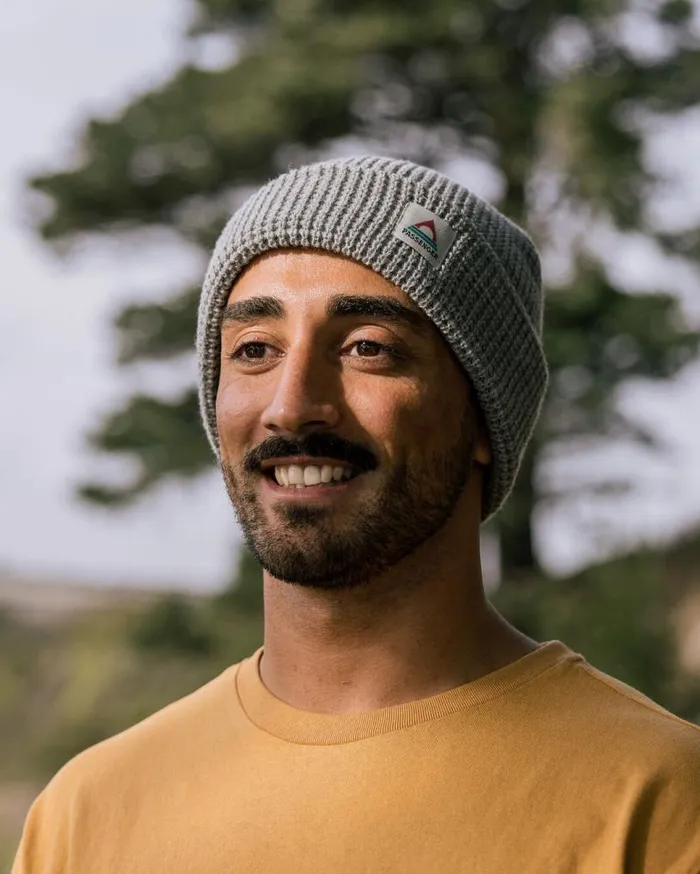 Passenger Clothing Moss Double Layer Recycled Waffle Beanie Grey Marl WomenMen Beanies