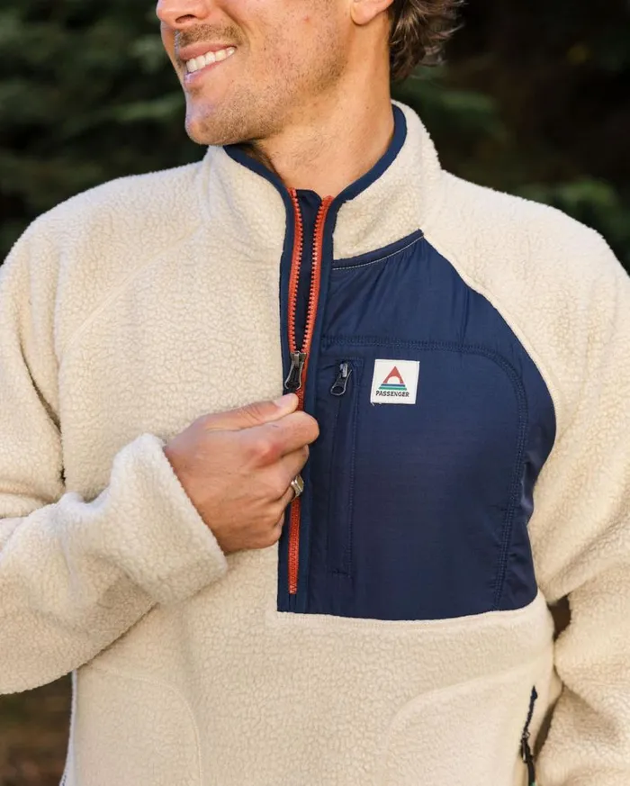 Passenger Clothing Offgrid 20 Recycled Sherpa Fleece Oatmealnavy Men Fleece