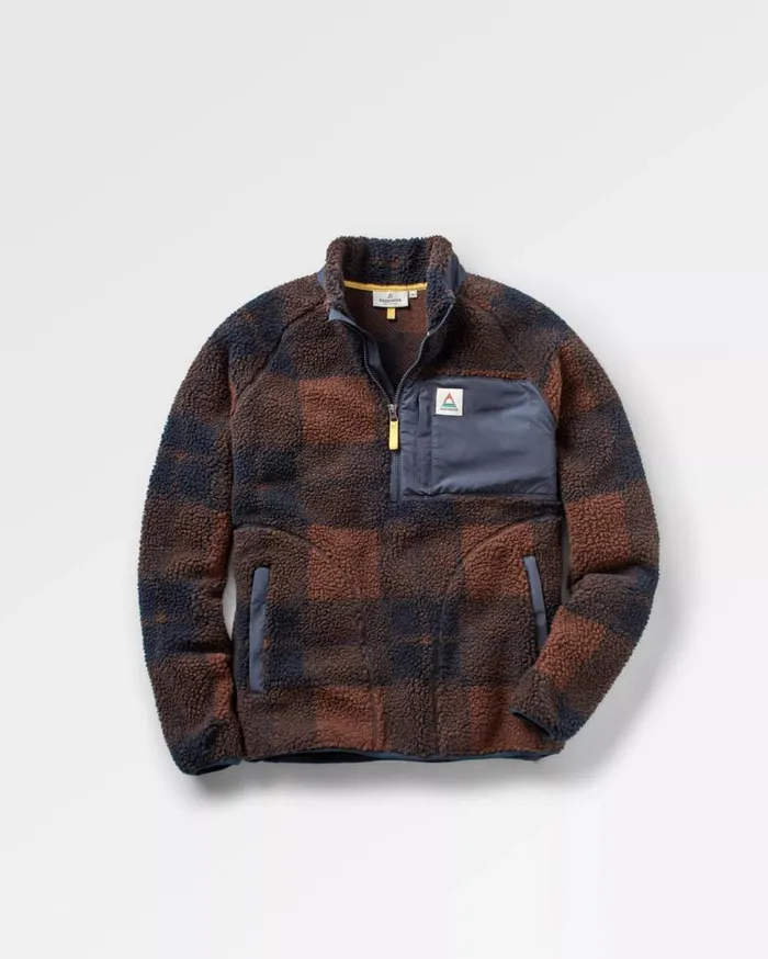 Passenger Clothing Offroad Recycled Sherpa 12 Zip Fleece Chestnutdeep Navy Check Men Fleece Passenger Clothing Offroad Recycled Sherpa 12 Zip Fleece Chestnutdeep Navy Check Men Fleece