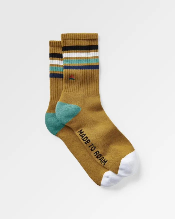Passenger Clothing Organic Midweight Crew Socks Mustard Yellow Men Socks