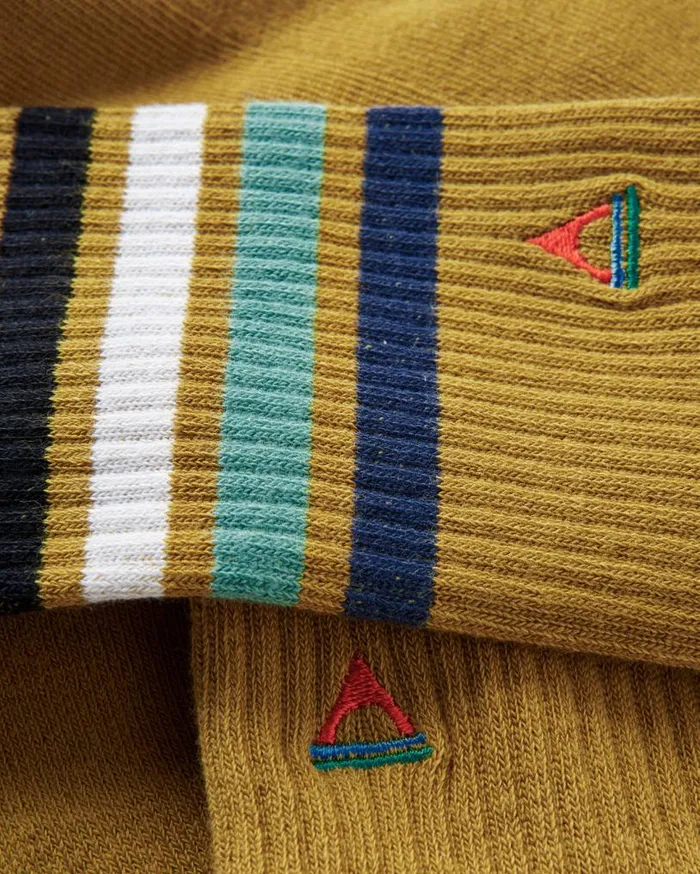 Passenger Clothing Organic Midweight Crew Socks Mustard Yellow Men Socks