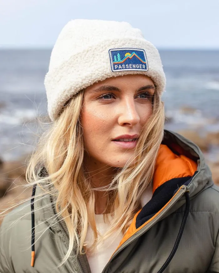 Passenger Clothing Peak Recycled Sherpa Beanie Birch WomenMen Beanies