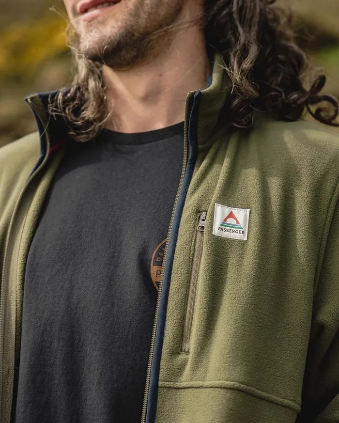 Passenger Clothing Ridge Full Zip Recycled Polar Fleece Khaki Men Fleece