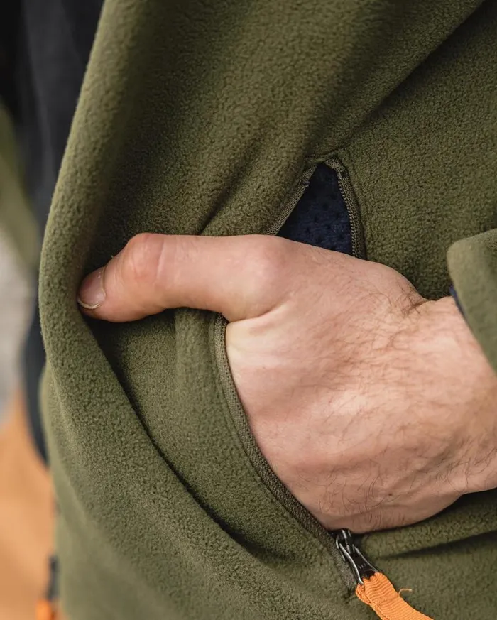 Passenger Clothing Ridge Full Zip Recycled Polar Fleece Khaki Men Fleece