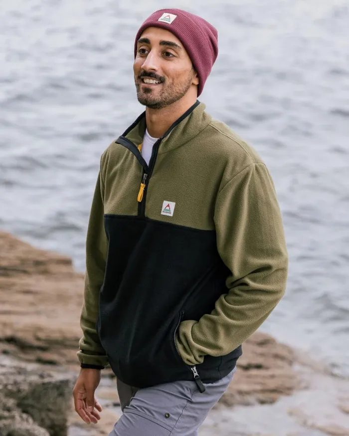 Passenger Clothing Set Off Recycled Polar 14 Zip Fleece Khaki Men Fleece