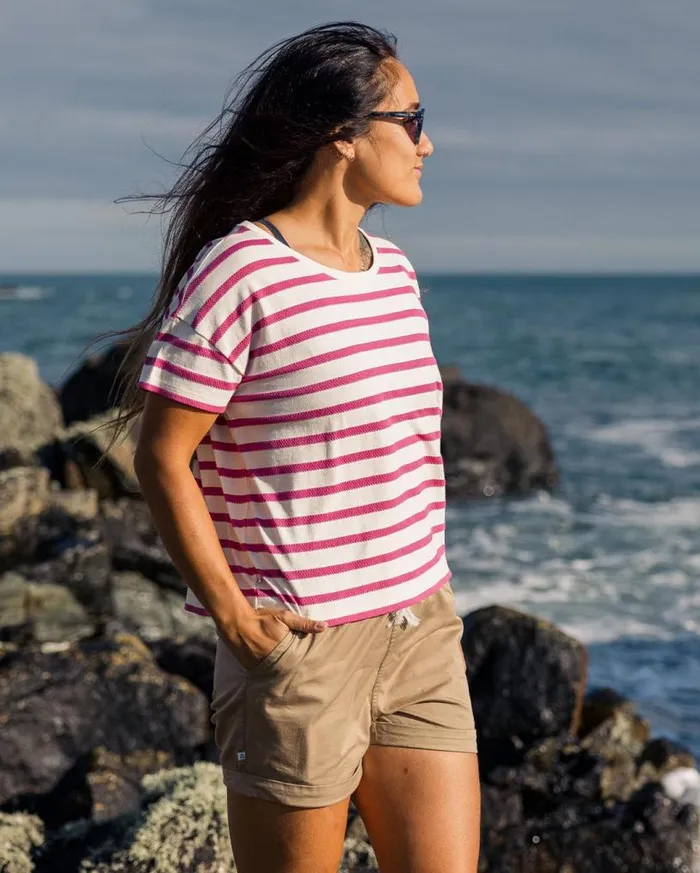 Passenger Clothing Skye Stripe TShirt Fuchsia Women Tops and TShirts