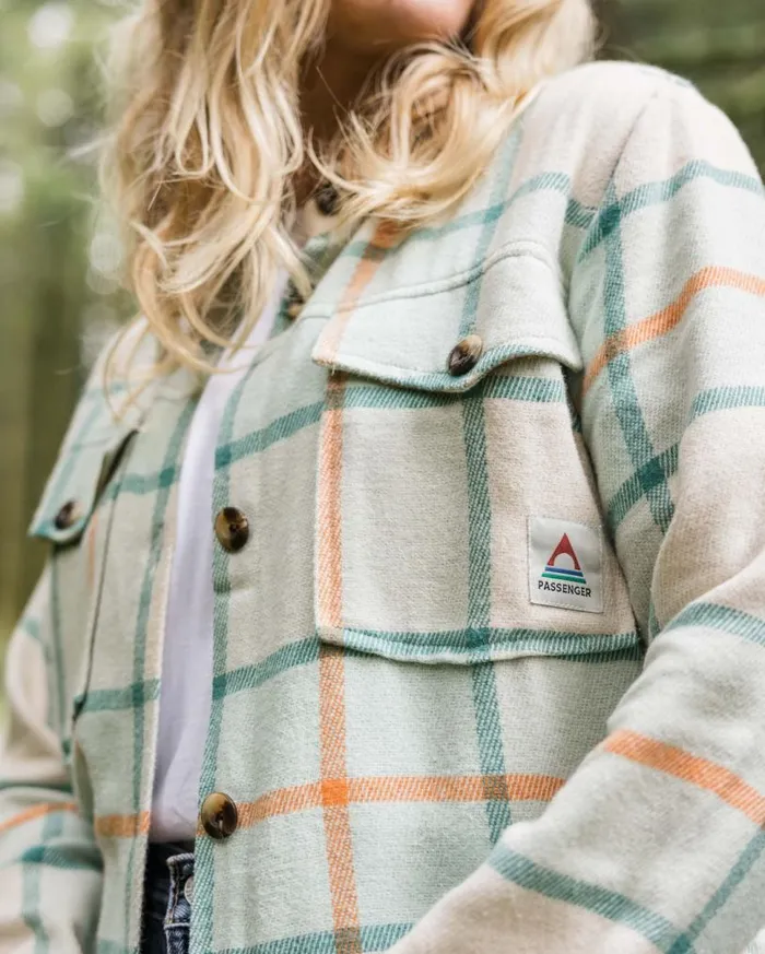 Passenger Clothing Stella Organic Cotton LS Shirt Surf Spray Check Women Shirts