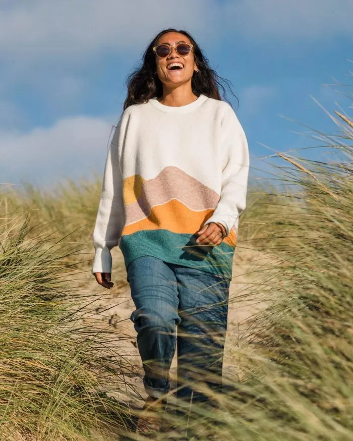 Passenger Clothing Vista Recycled Oversized Knitted Jumper Off White Women Knitwear