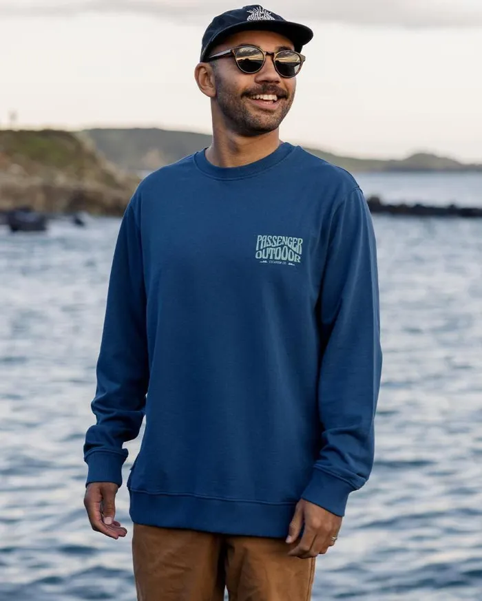Passenger Clothing Yuca Recycled Cotton Sweatshirt Dark Denim Men Hoodies and Sweatshirts