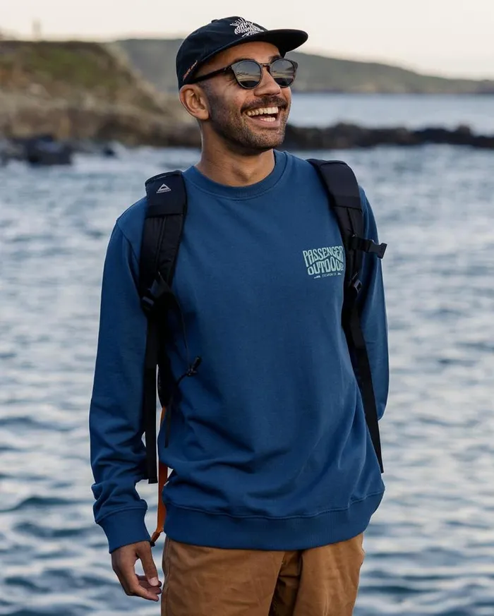Passenger Clothing Yuca Recycled Cotton Sweatshirt Dark Denim Men Hoodies and Sweatshirts