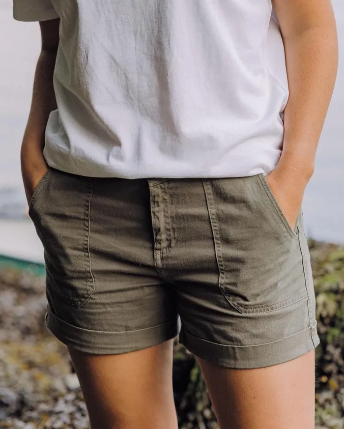 Passenger Clothing Ziggy Organic Cotton Short Dusty Olive Women Shorts
