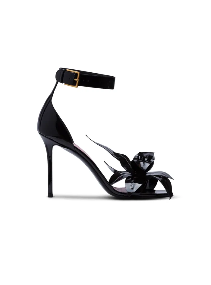 Patent Leather Ruby Pumps With Flower Detail Black Women Balmain High Heels and Pumps