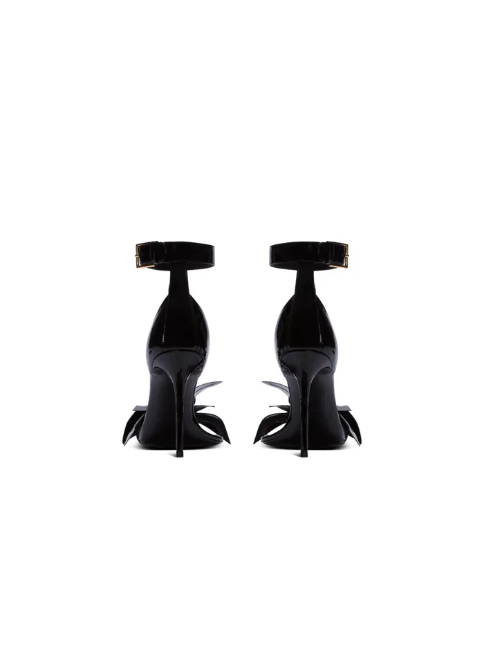 Patent Leather Ruby Pumps With Flower Detail Black Women Balmain High Heels and Pumps
