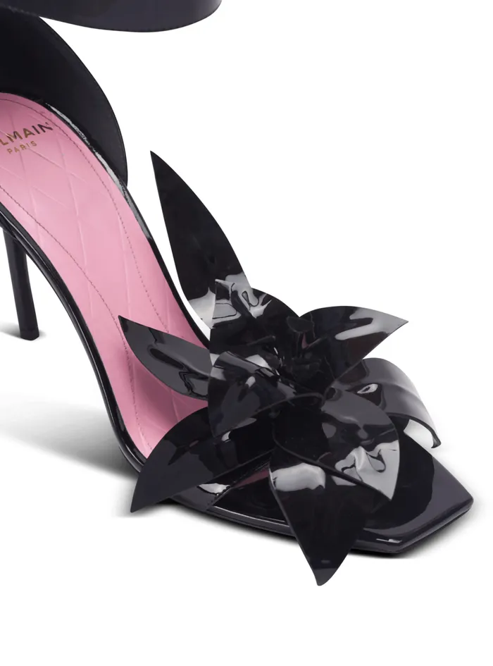 Patent Leather Ruby Pumps With Flower Detail Black Women Balmain High Heels and Pumps