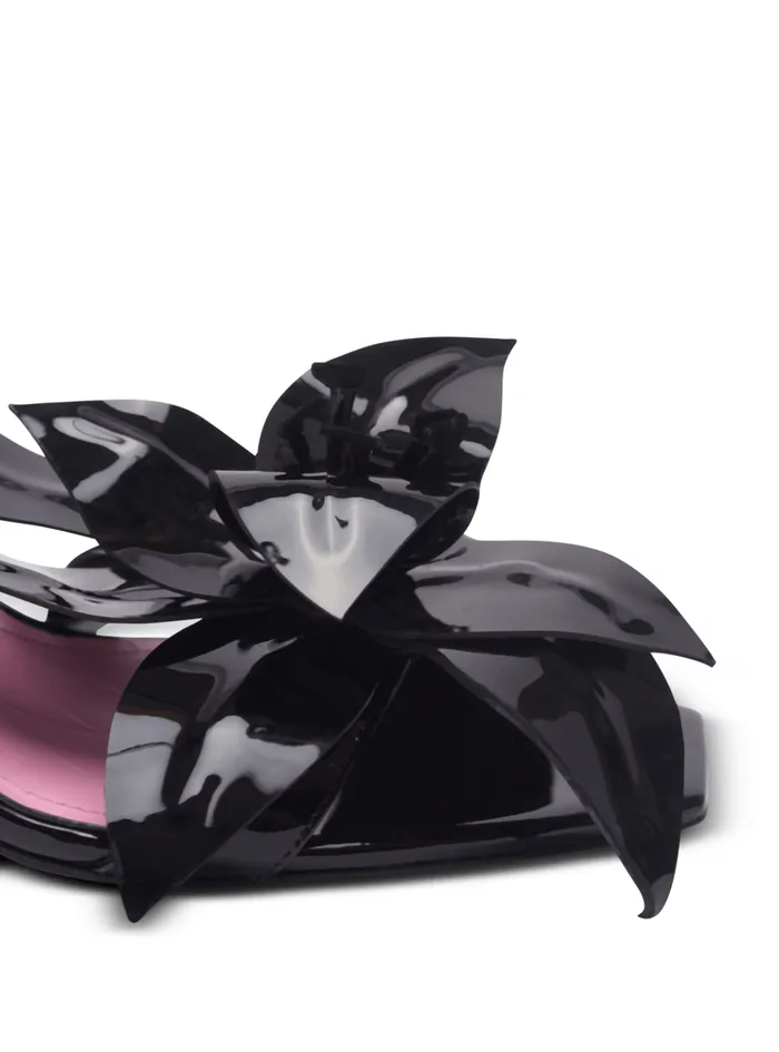 Patent Leather Ruby Pumps With Flower Detail Black Women Balmain High Heels and Pumps
