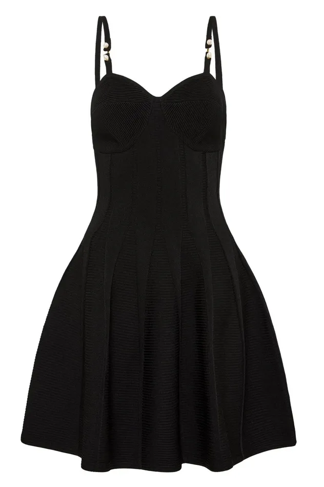 Phaedra Ottoman Bustier Dress Black Women Aje Mini Dresses