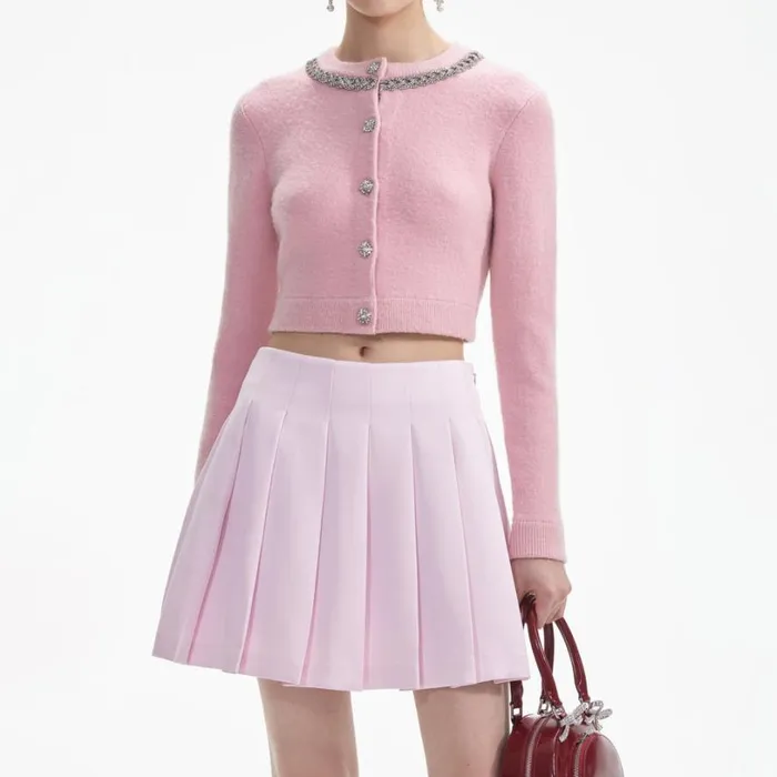 Pink Embellished Cardigan Women Self Portrait Knitwear Pink Embellished Cardigan Women Self Portrait Knitwear