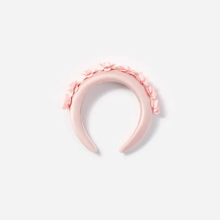 Pink Satin 3D Flower Headband Kids Self Portrait Accessories