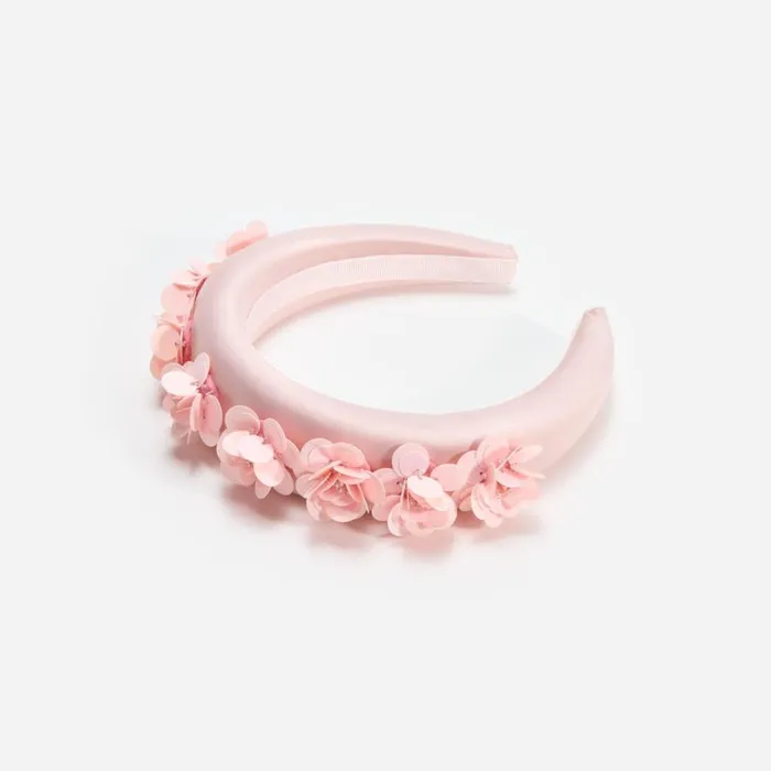 Pink Satin 3D Flower Headband Kids Self Portrait Accessories