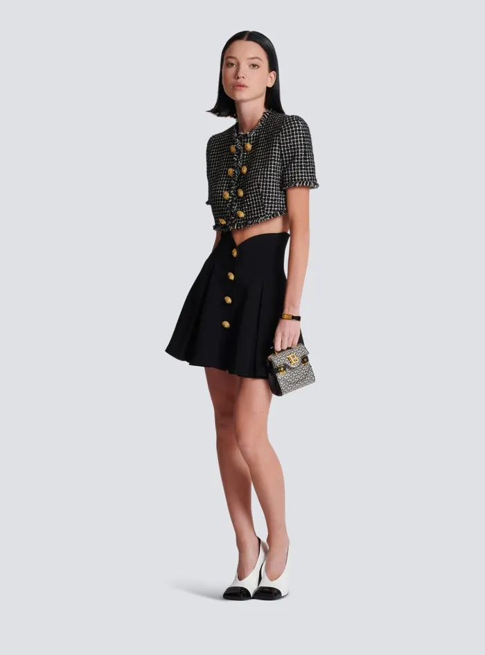 Pleated Crepe Tulip Skirt Black Women Balmain Skirts