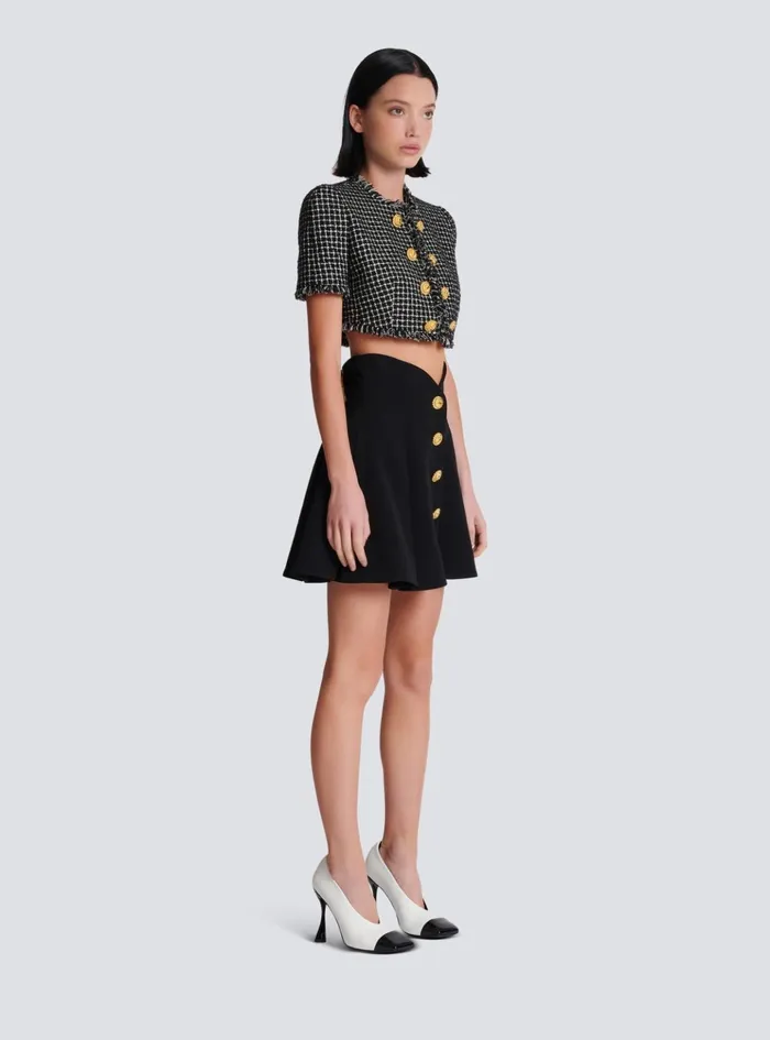 Pleated Crepe Tulip Skirt Black Women Balmain Skirts