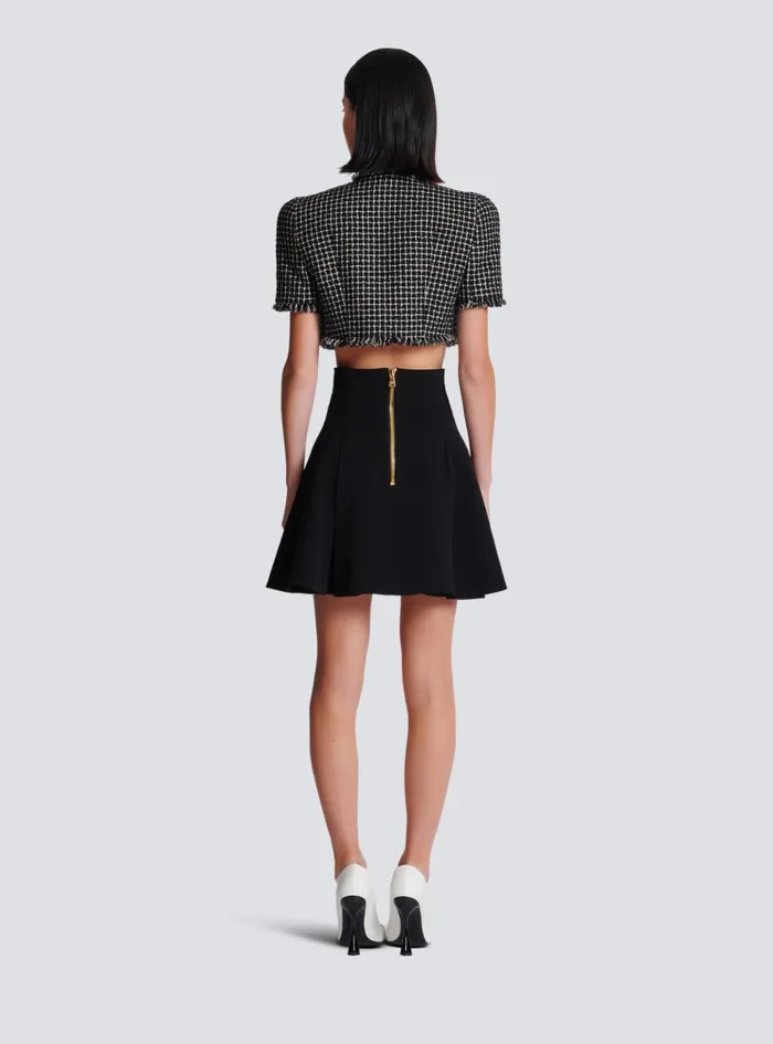 Pleated Crepe Tulip Skirt Black Women Balmain Skirts