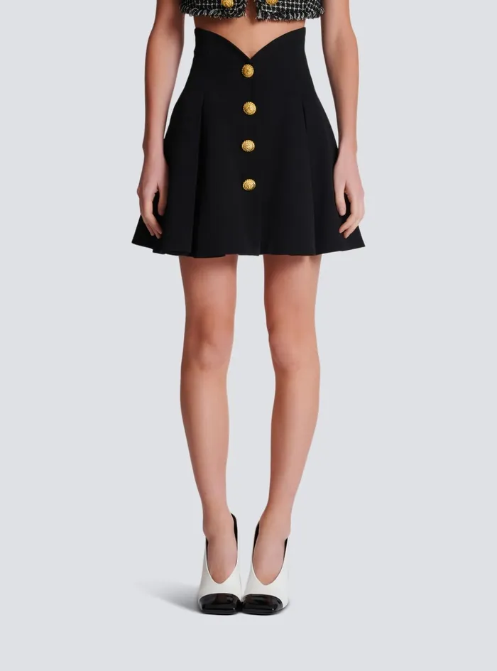 Pleated Crepe Tulip Skirt Black Women Balmain Skirts
