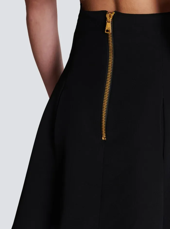 Pleated Crepe Tulip Skirt Black Women Balmain Skirts