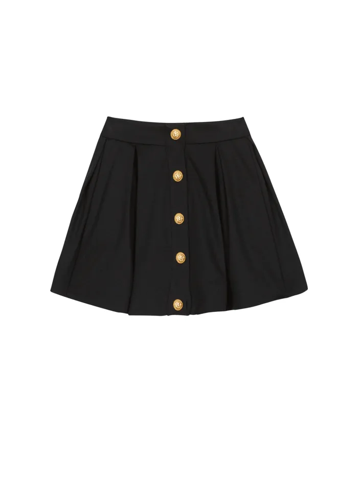 Pleated Skater Skirt Black Kids Balmain