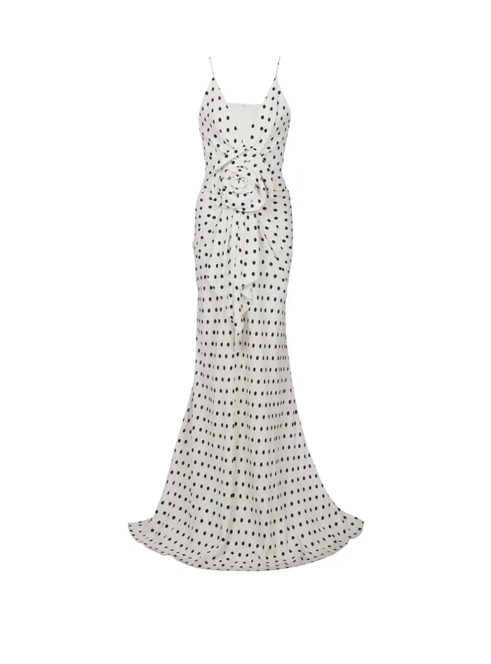 Polka Dots Printed Maxi Dress White Women Balmain Dresses