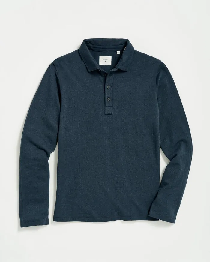 Polos Tees and Henleys Men Billy Reid Ls Herringbone Polo Navy