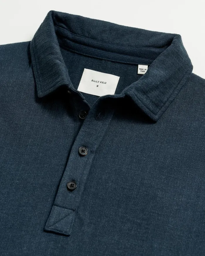 Polos Tees and Henleys Men Billy Reid Ls Herringbone Polo Navy