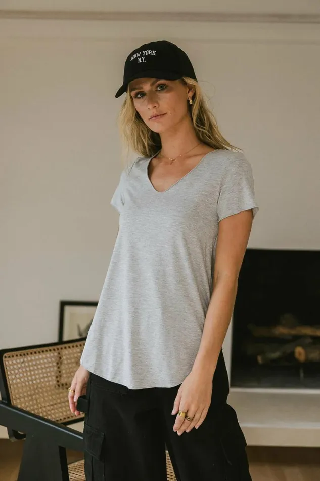 Priya Top In Grey Grey Women Bohme Tees and Tanks