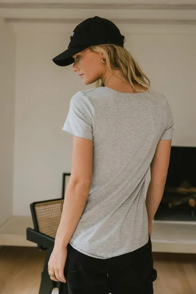 Priya Top In Grey Grey Women Bohme Tees and Tanks