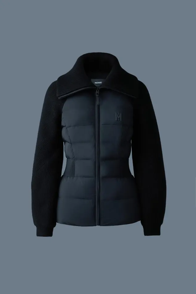 Puffers Women Mackage FOXY Light Down Mixed Media Jacket Black