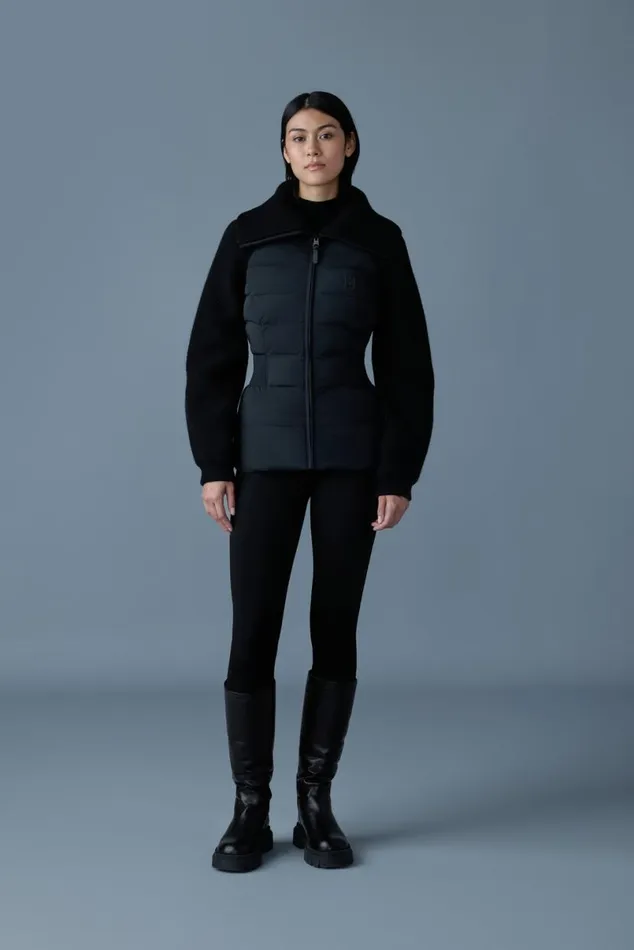 Puffers Women Mackage FOXY Light Down Mixed Media Jacket Black