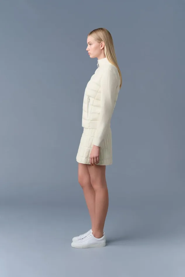Puffers Women Mackage OCEANECITY Light Down Mixedmedia Jacket Cream Puffers Women Mackage OCEANECITY Light Down Mixedmedia Jacket Cream