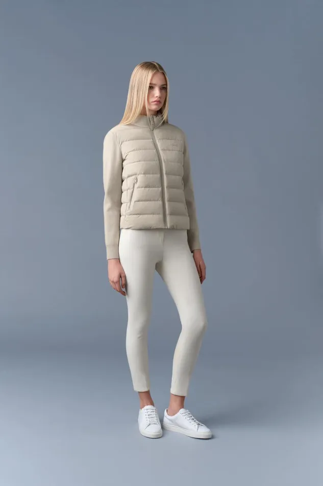 Puffers Women Mackage OCEANECITY Light Down Mixedmedia Jacket Cream Puffers Women Mackage OCEANECITY Light Down Mixedmedia Jacket Cream