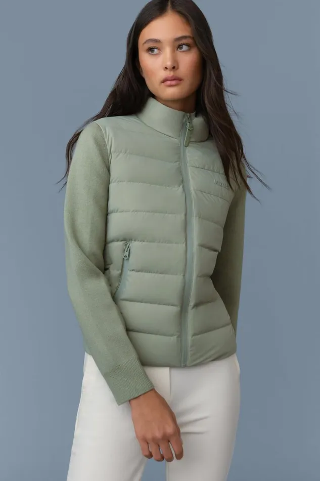 Puffers Women Mackage OCEANECITY Light Down Mixedmedia Jacket Cream Puffers Women Mackage OCEANECITY Light Down Mixedmedia Jacket Cream