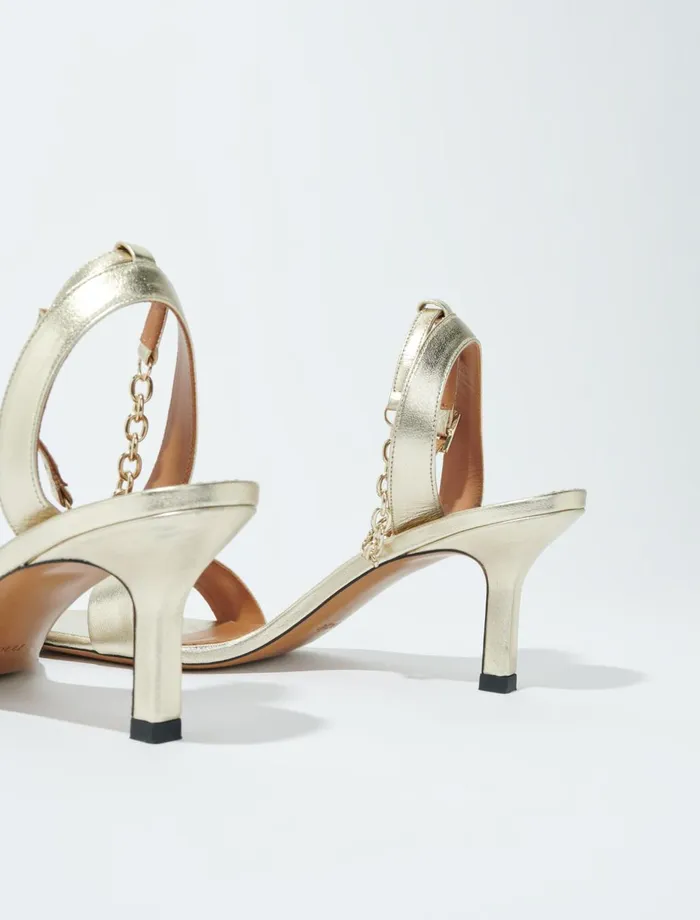 Pumps and Sandals Women Maje Gold Metallic Leather Sandals Light Gold