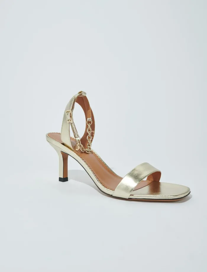 Pumps and Sandals Women Maje Gold Metallic Leather Sandals Light Gold