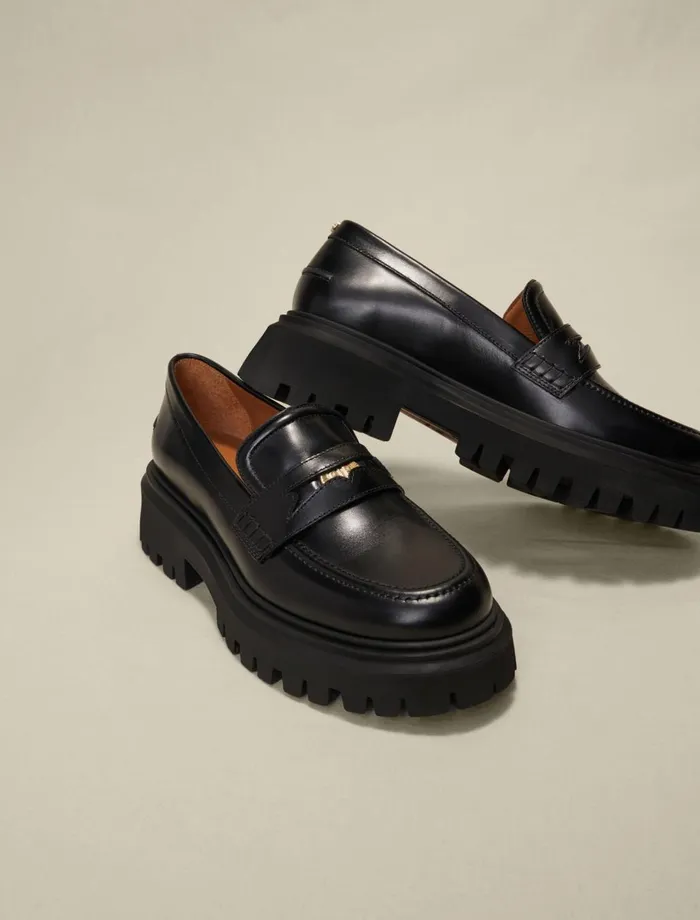 Pumps and Sandals Women Maje Leather Platform Loafers Black
