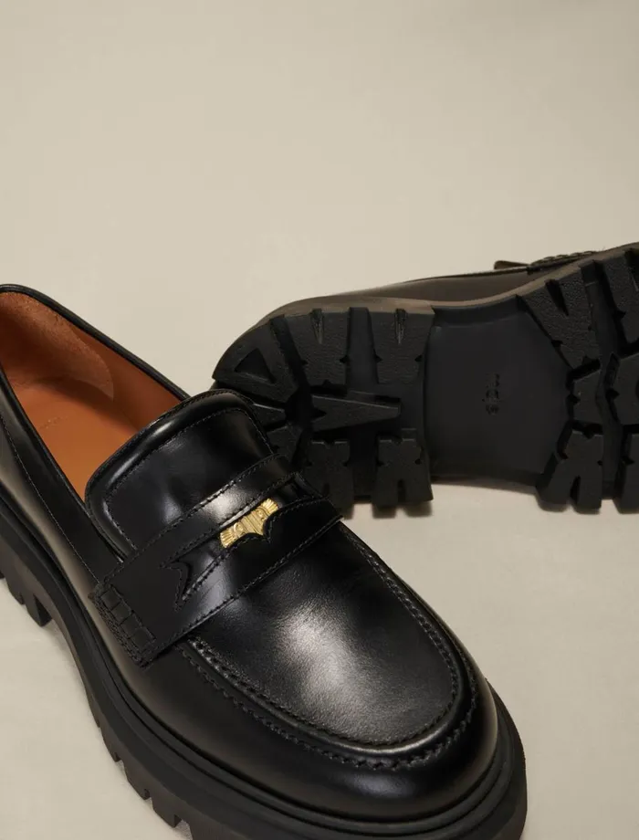 Pumps and Sandals Women Maje Leather Platform Loafers Black