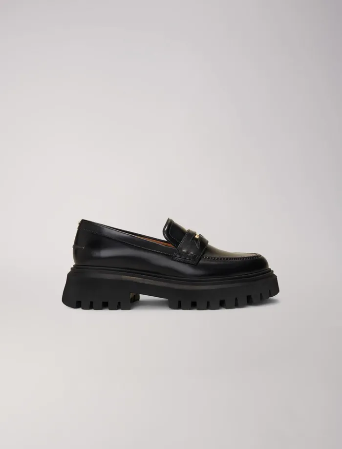 Pumps and Sandals Women Maje Leather Platform Loafers Black