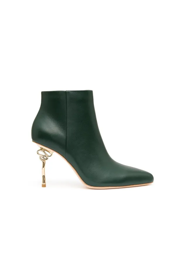 Quinn Ribbon Heel Ankle Boot Forest Green Women Aje Shoes