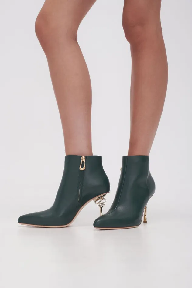 Quinn Ribbon Heel Ankle Boot Forest Green Women Aje Shoes