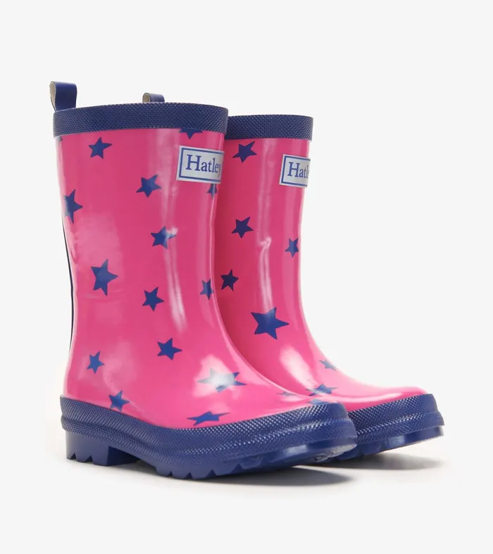 Rainwear Girls Hatley Glitter Stars Shiny Rain Boots